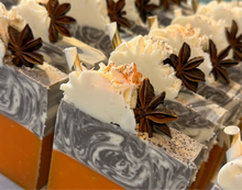 Load image into Gallery viewer, Pumpkin Spice Themed Soap • With Shea Butter and Grapeseed Oil • Star Anise & Cinnamon Decoration