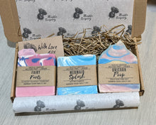 Load image into Gallery viewer, Fantasy Soap Gift Set | Mermaid Splash, Unicorn Poop & Fairy Farts | Letterbox Gift