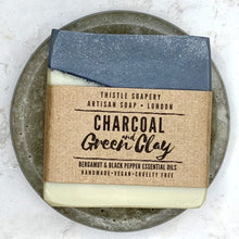 Load image into Gallery viewer, Green Clay & Charcoal Facial Soap • With Kaolin Clay and Essential Oils • Deep Pore Cleansings