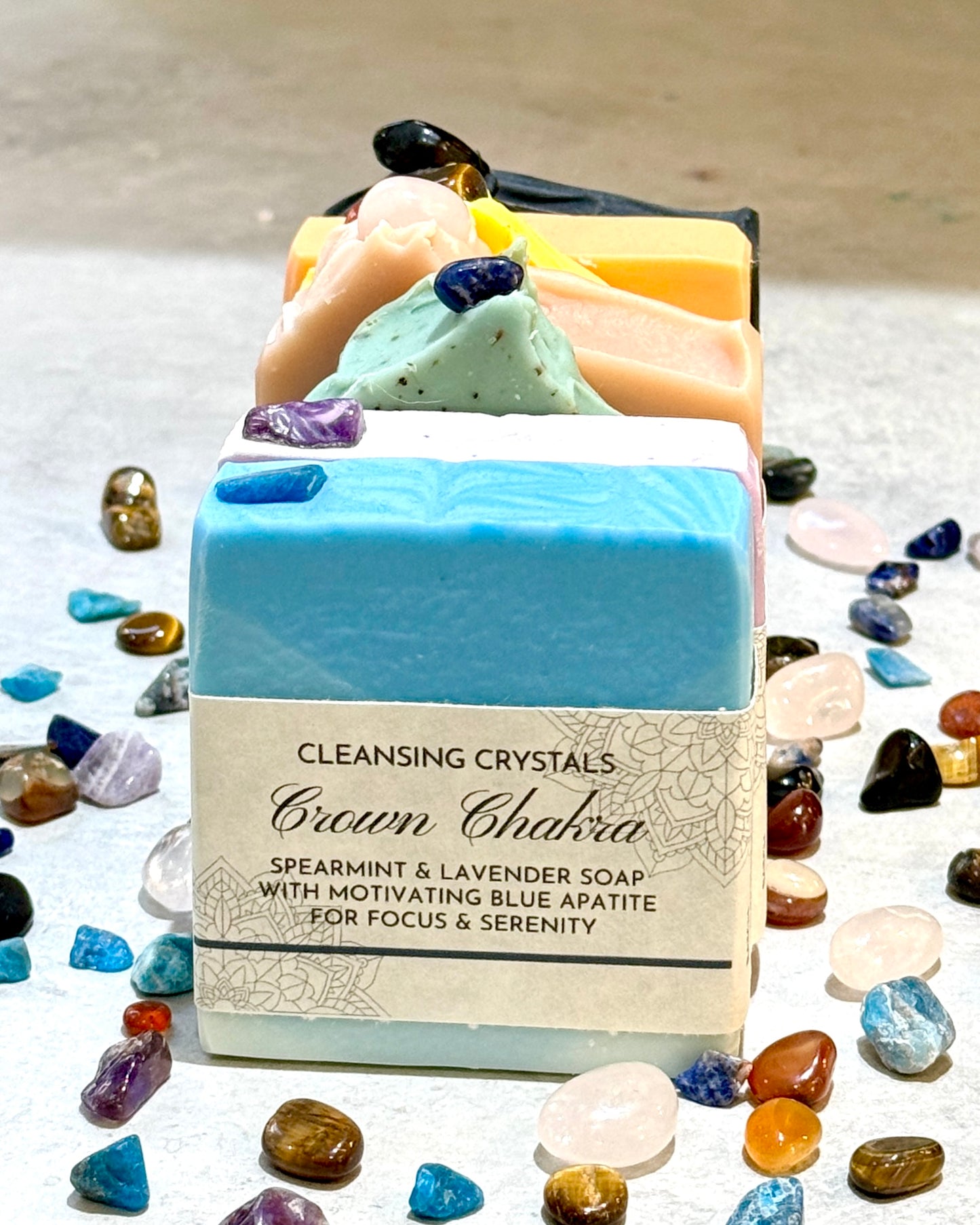 🖤 Cleansing Crystals • Root Chakra Themed Soap •  Tea Tree & Peppermint Essential Oils