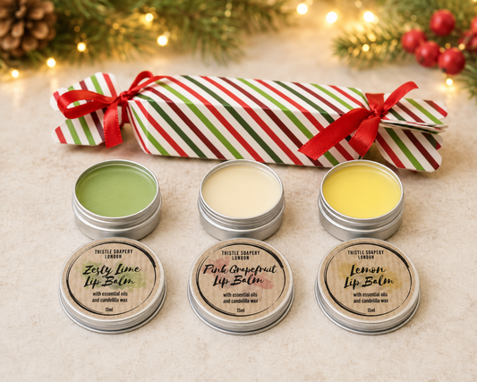 Vegan Lip Balm Gift Set | Christmas Cracker Box, Choose Trio (15ml)