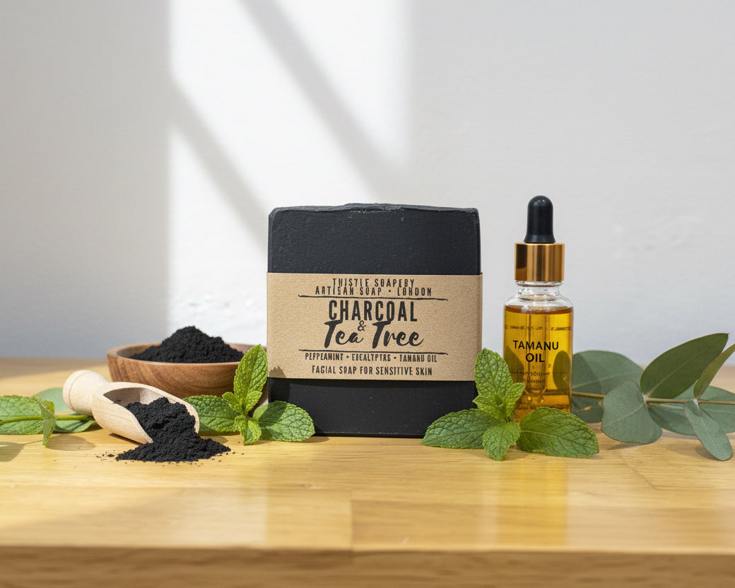 Charcoal & Tea Tree Facial Soap • Tamanu Oil • For Dry Skin