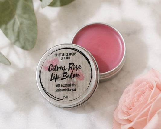 NEW Citrus Rose Essential Oil Lip Balm • With Cocoa Butter & Candelilla Wax