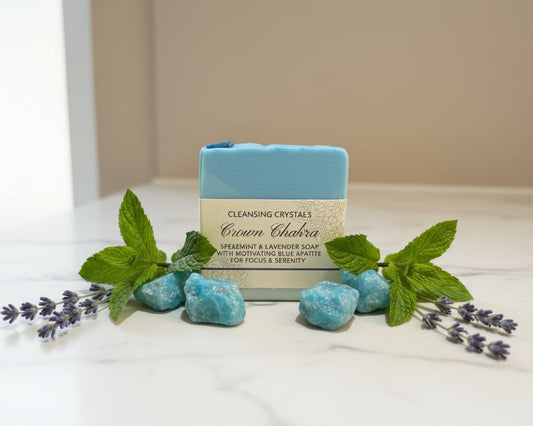 🩵 Cleansing Crystals • Crown Chakra Themed Soap • Spearmint & Lavender