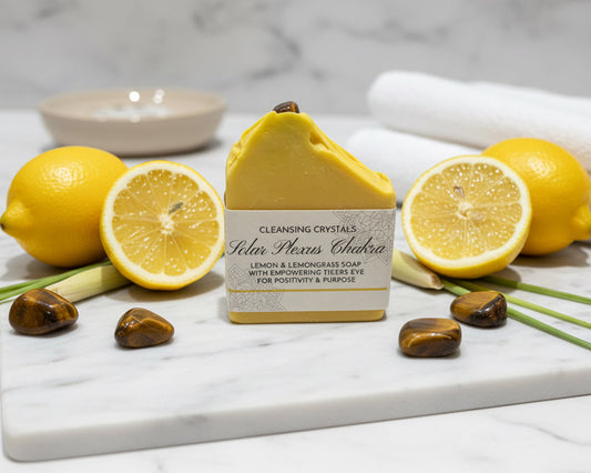 💛 Cleansing Crystals • Solar Plexus Chakra Themed Soap • Lemon & Lemongrass Essential Oil