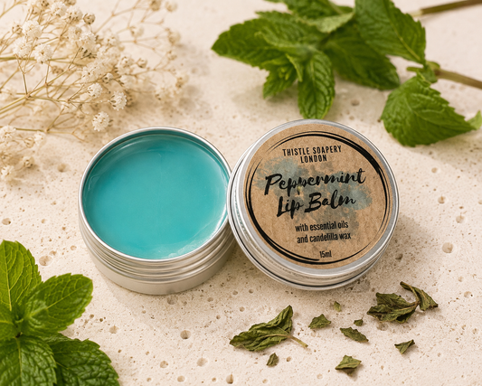 NEW Peppermint Essential Oil Lip Balm • With Cocoa Butter & Candelilla Wax