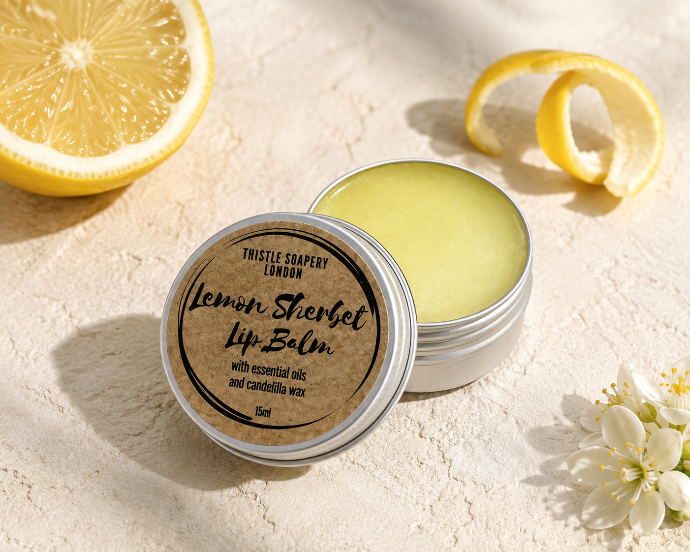 NEW Lemon Sherbet Essential Oil Lip Balm • With Cocoa Butter & Candelilla Wax