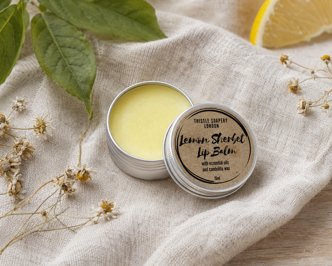 NEW Lemon Sherbet Essential Oil Lip Balm • With Cocoa Butter & Candelilla Wax
