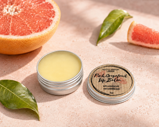 NEW Pink Grapefruit Essential Oil Lip Balm • With Cocoa Butter & Candelilla Wax