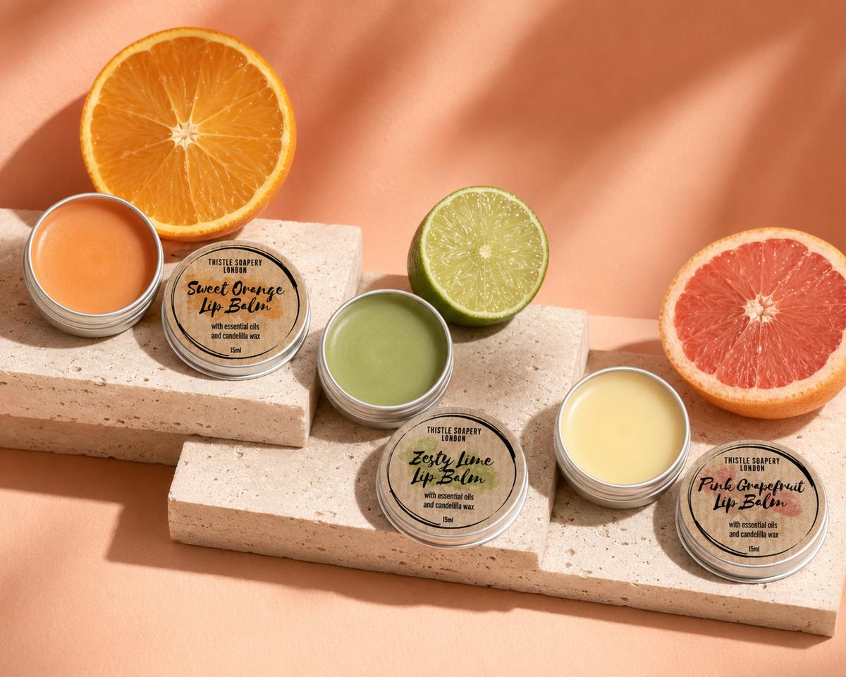 NEW Pink Grapefruit Essential Oil Lip Balm • With Cocoa Butter & Candelilla Wax