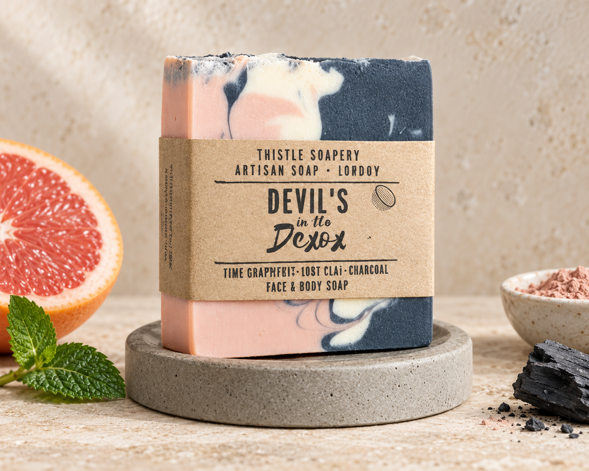 Devil’s in the Detox Facial Soap • Rose Clay & Charcoal • For Sensitive & Combination Skin