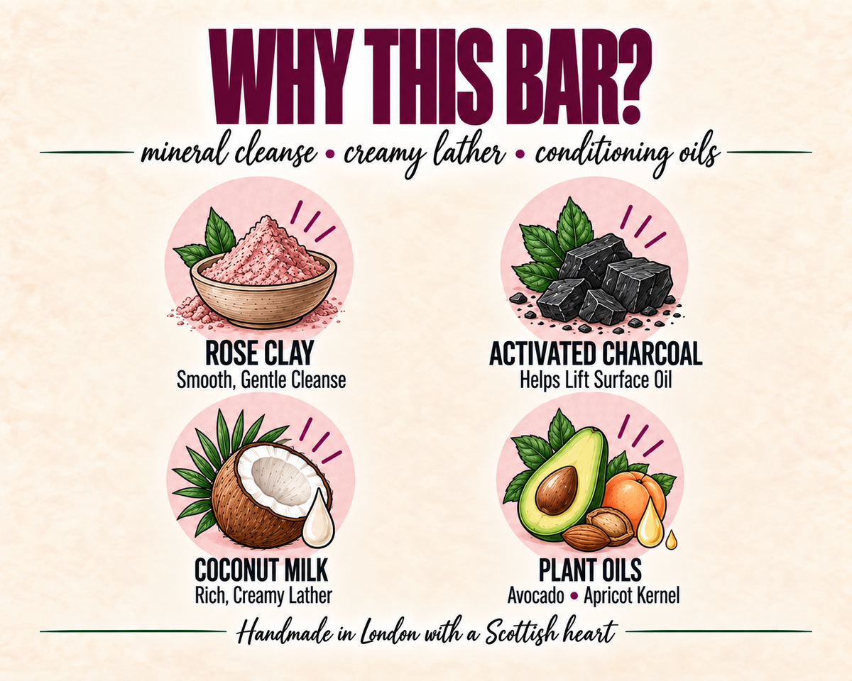 Devil’s in the Detox Facial Soap • Rose Clay & Charcoal • For Sensitive & Combination Skin