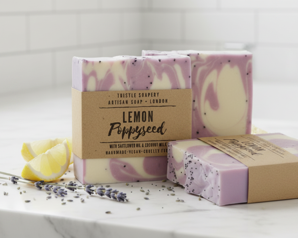 Exfoliating Lemon Poppyseed Soap • With Soothing Safflower Seed Oil • For Sensitive Skin