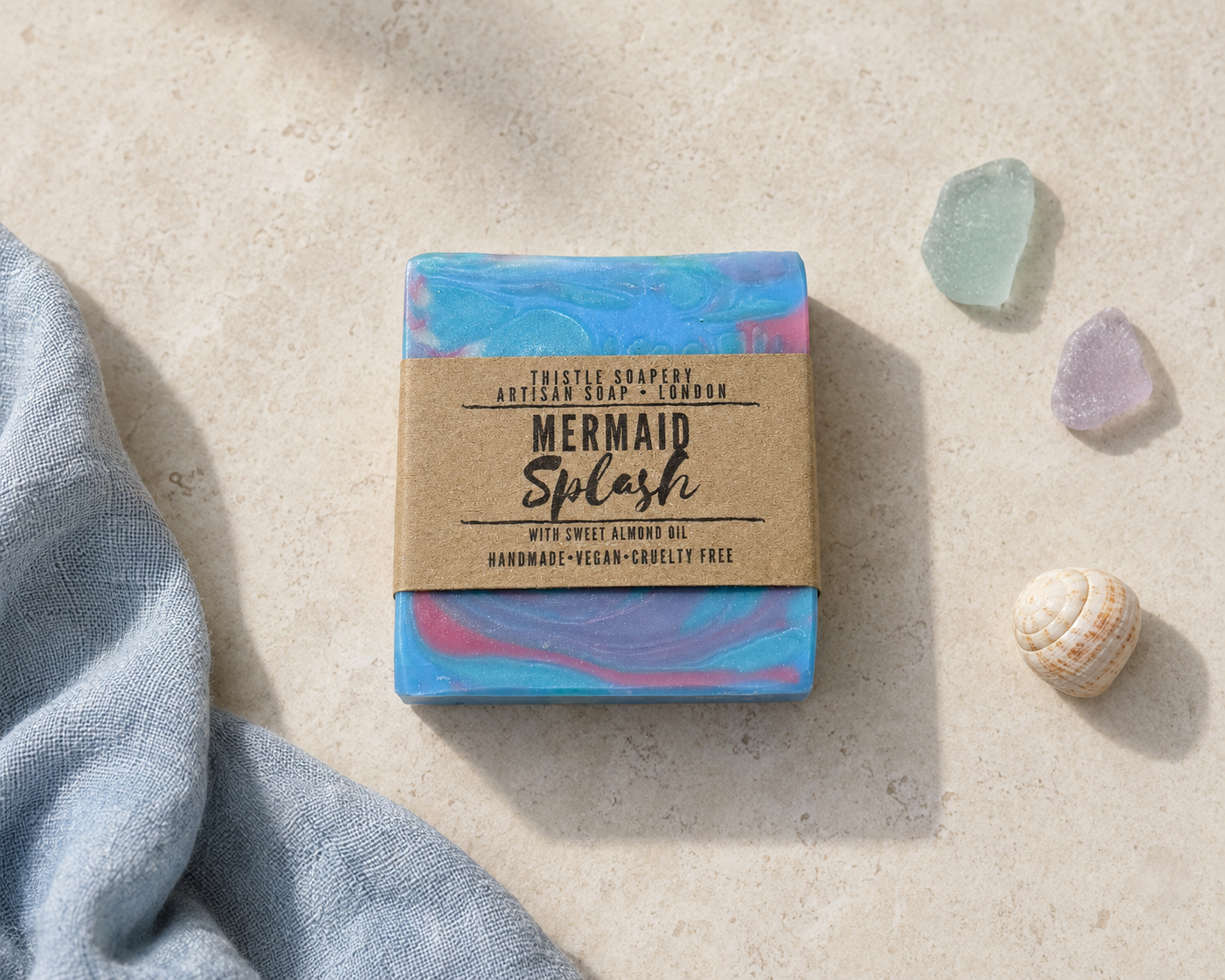 Mermaid Splash Seaspray Fragranced Soap • With Sweet Almond Oil • For Dry Skin