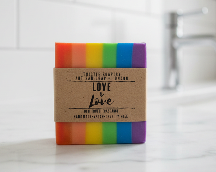Love is Love Rainbow Pride Vegan Soap • Tutti Frutti Fragrance