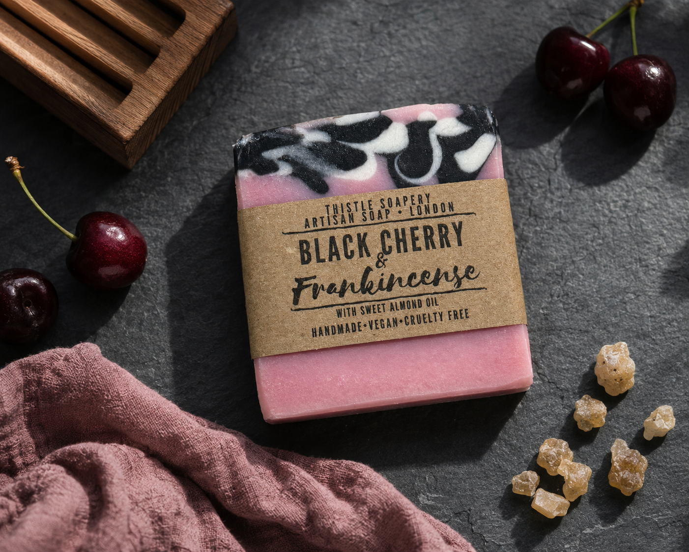 Frankincense and Black Cherry Soap • With Sweet Almond Oil and Shea Butter