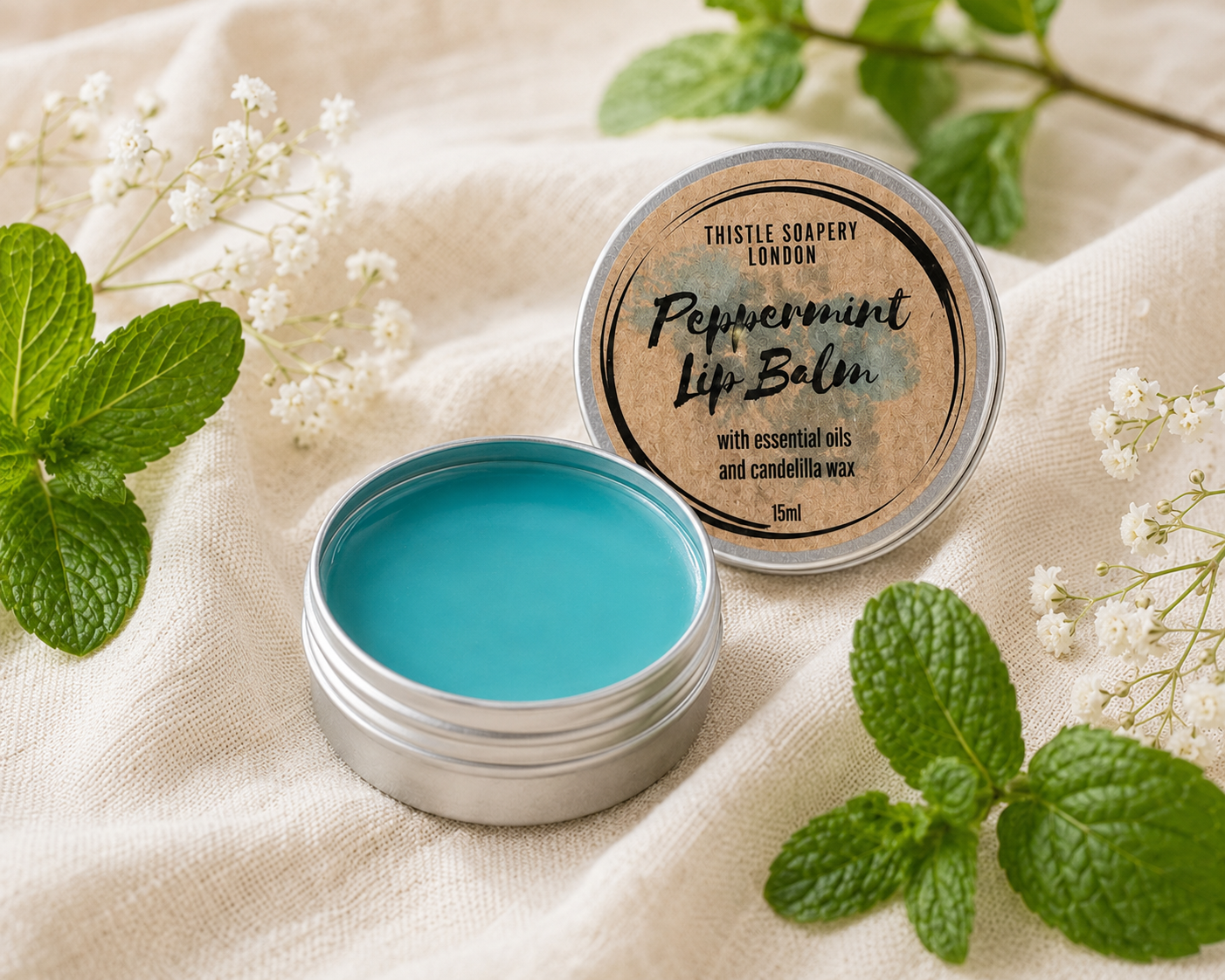 NEW Peppermint Essential Oil Lip Balm • With Cocoa Butter & Candelilla Wax