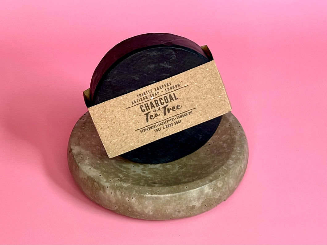 Charcoal & Tea Tree Facial Soap • With Tamanu Oil and Pure Essential Oils • Deep Pore Cleansing