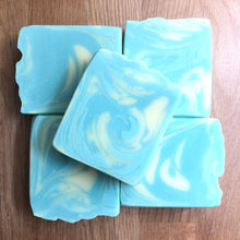 Load image into Gallery viewer, Thistle Soapery Handmade Vegan Soap. Solid green soap bar with green and yellow swirls.
