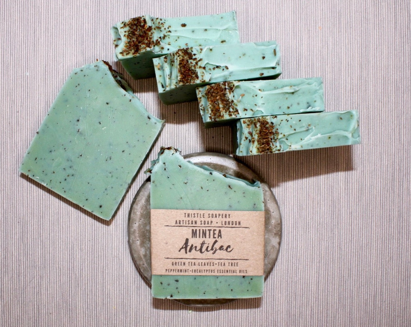 Mintea Exfoliating Soap • With Brewed Green Tea, Pure Essential Oils & Exfoliating Tea Leaves